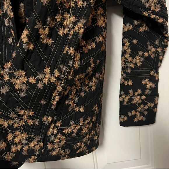 Tapestry Quilted Patchwork Embroidered Floral Jacket Black Brown Gold Coat XL - Picture 10 of 16
